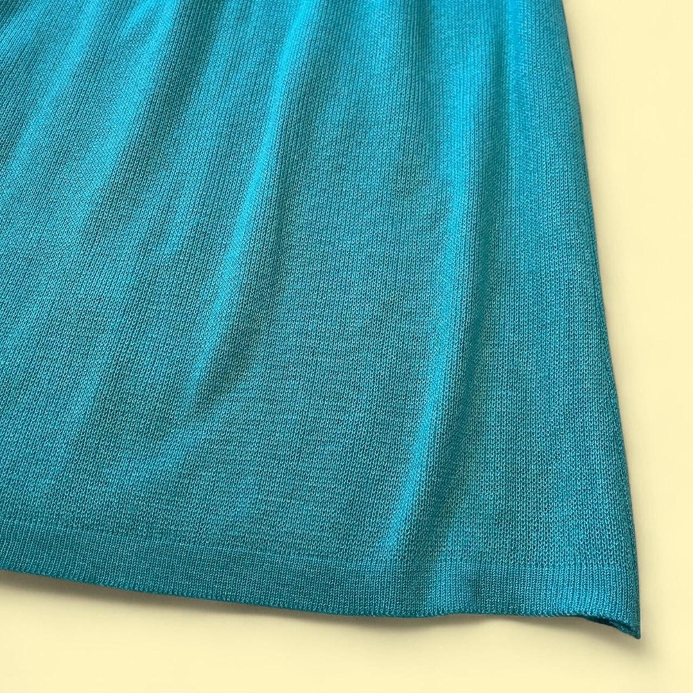 Vintage Blue Knit Midi Skirt Size 14 Coastal Grandmother Cottagecore - Picture 2 of 5